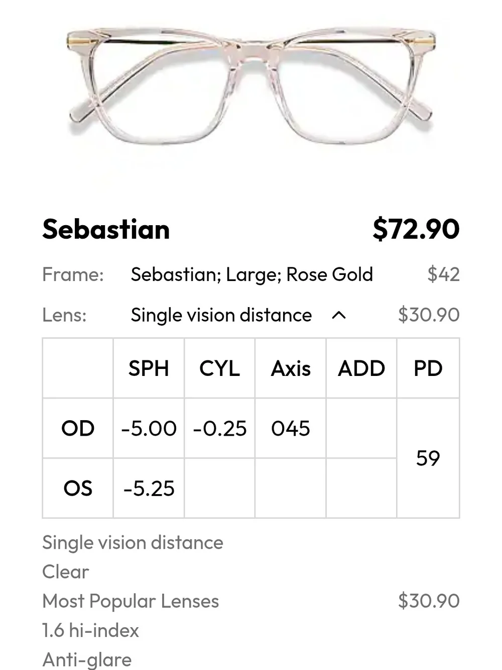 Rose Gold Square Frame Prescriptuon Glasses - EyeBuyDirect